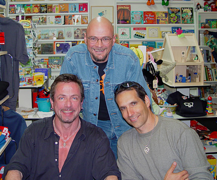 Posing with Clive Barker and Todd McFarlane at Meltdown Comics, Hollywood, CA